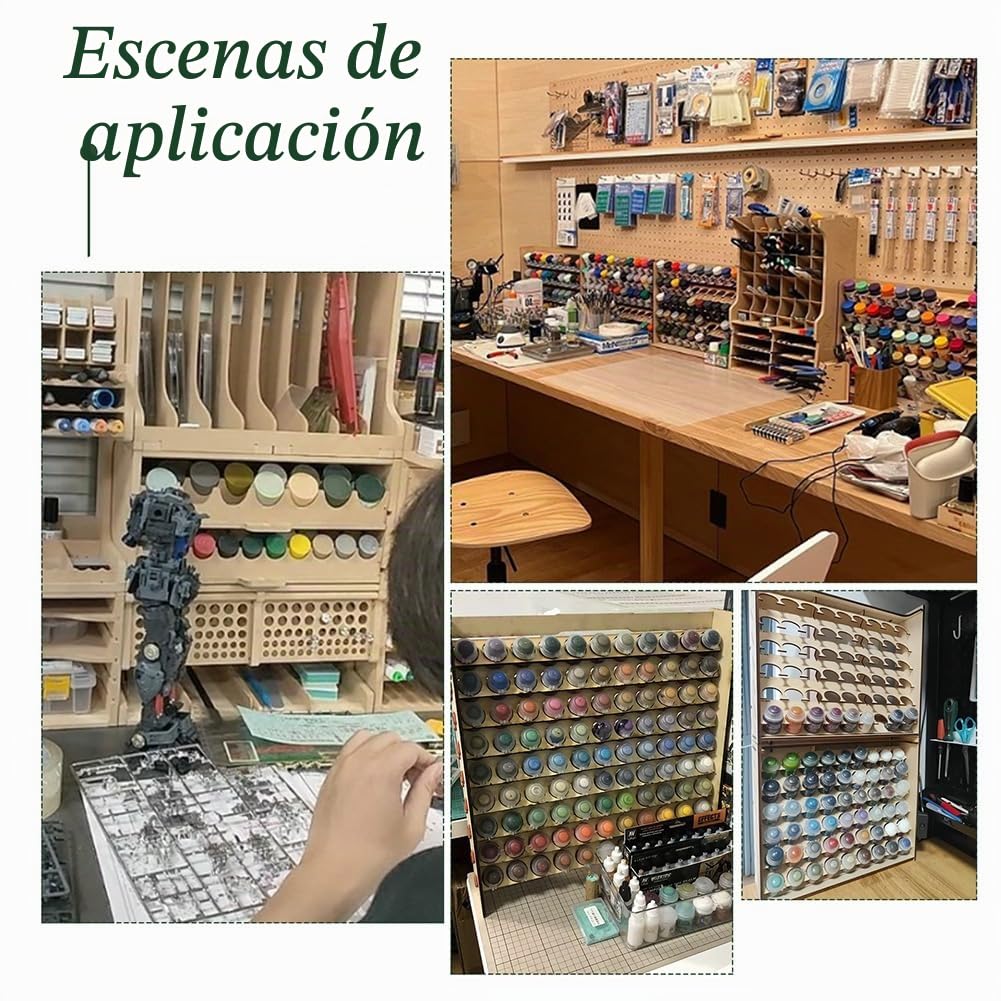 PH PandaHall Organizador de pintura de madera, soporte de pintura con 54 agujeros, soporte de pintura para manualidades, botella de tinta pigmentada, soporte de pinturas para almacenamiento de