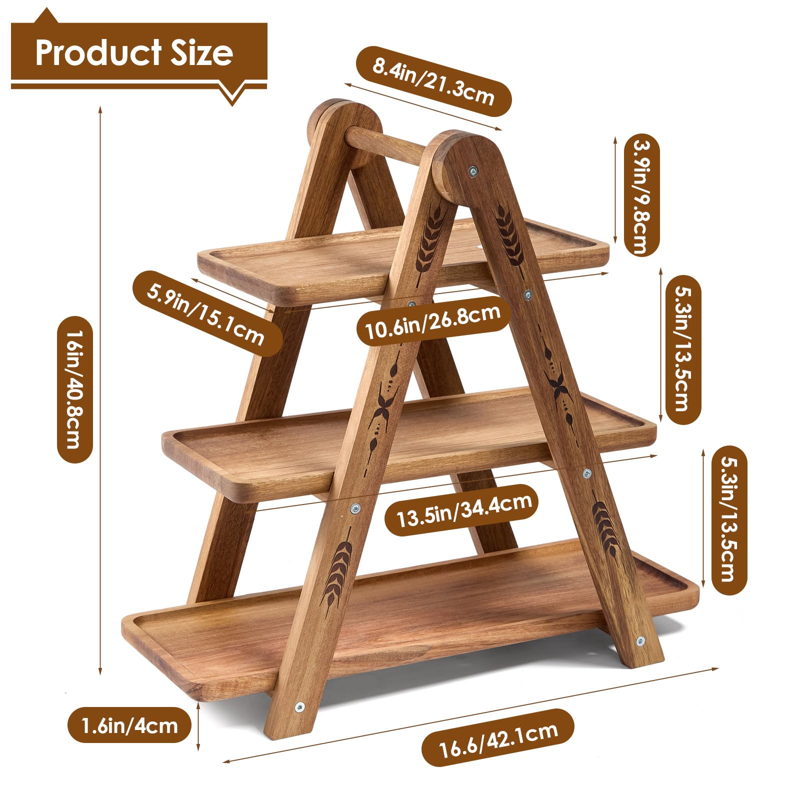 DUJUST Porta Tartas de Madera para 24 Cupcakes, Soporte Tarta de 3 pisos con Superficie de Grado Alimenticio, Soporte para Cupcakes para comida y juguetes, Fácil de Instalar - plegable