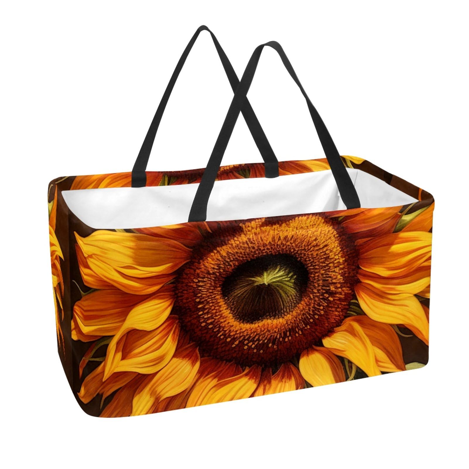 Sac de courses pliable tournesol lavable à grande capacité de charge