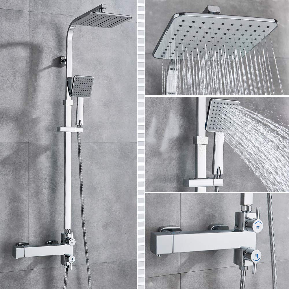 Robinet thermostatique de salle de bain chromé et colonne douche