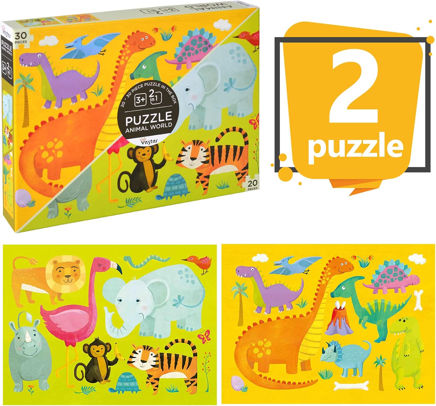 Kids Puzzles for Kids Ages 48, 2 in 1 Kids Floor Jigsaw Puzzles 20 and