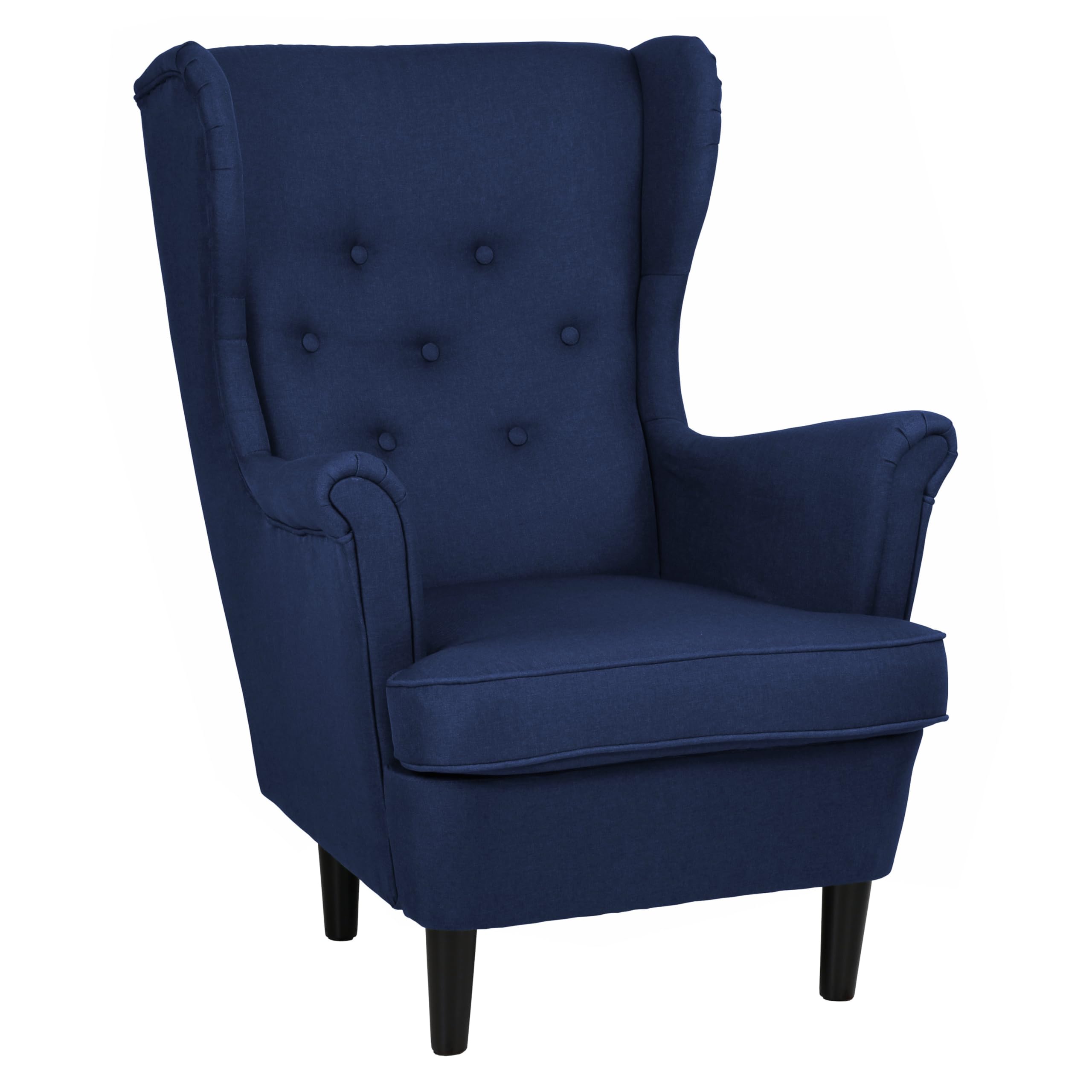 Totò Piccinni Set Poltrona e Pouf LILIBET classica comoda con braccioli e schienale alto per un massimo Relax (Set Poltrona con Pouf, Blu)