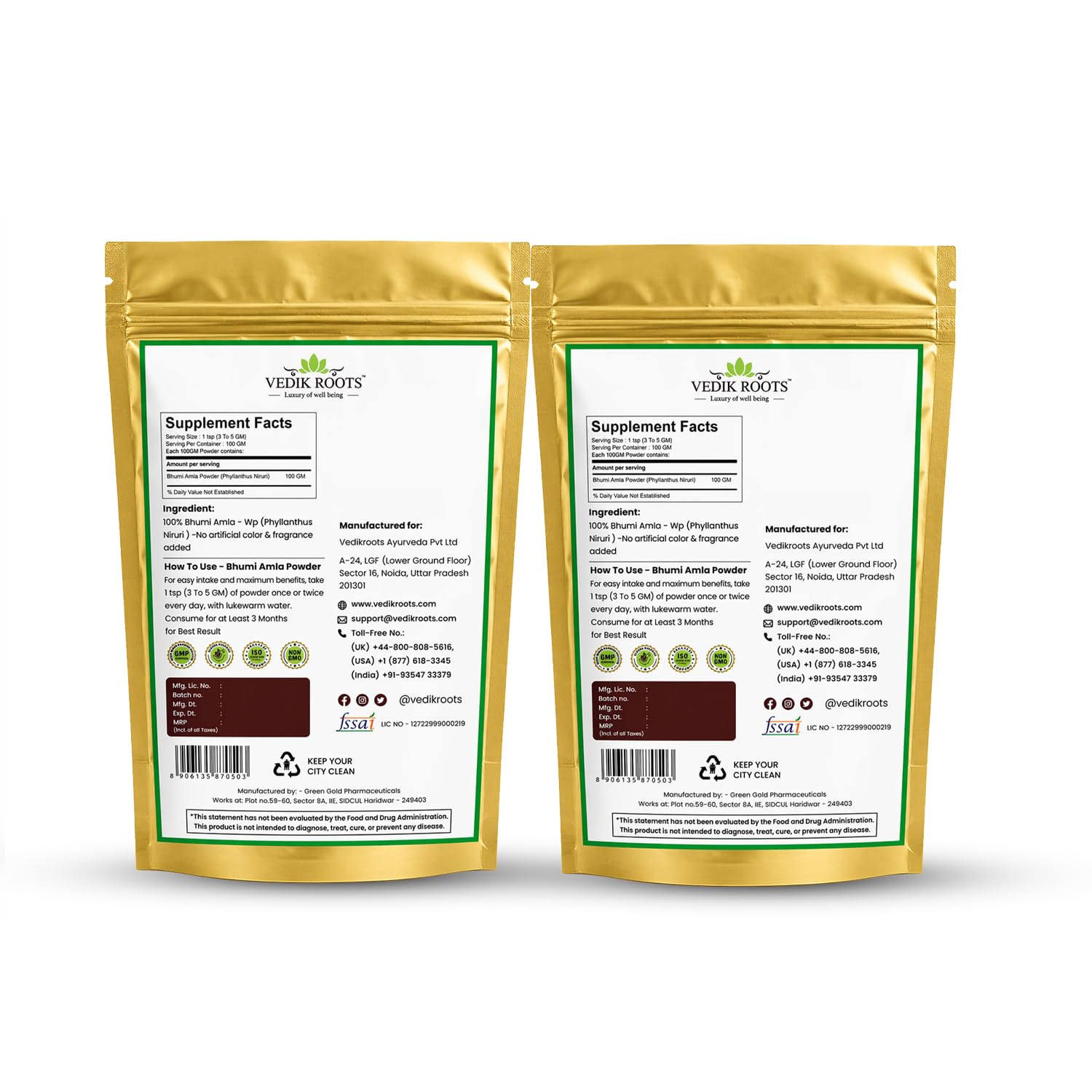 Vedikroots Bhumi Amla Powder/Churn - Organic And Pure Ingredient Extract For Healthy Liver Functioning And Digestive Strength Enriched With Essential Nutrients