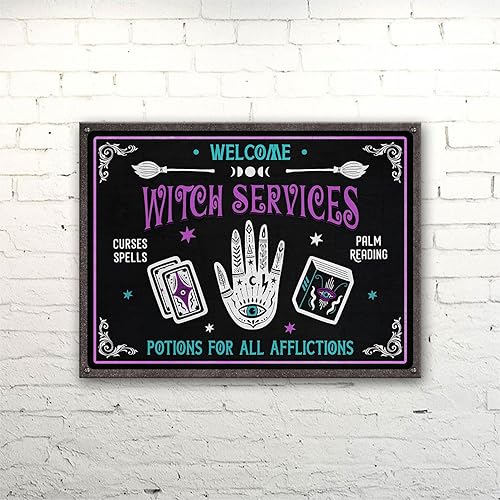 Miniatura 7 de Letrero de metal de estaño con poción de bruja de servicio de bruja, decoración de letrero de bruja, Wicca gótico oculto, pagano, espeluznante,