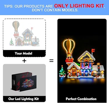 LocoLee Led Light Set Compatible with Lego Santa's Post Office Led Decoration Lighting Kit Compatible with Lego 10339 Building Blocks Model,Only Lights Set,No Model
