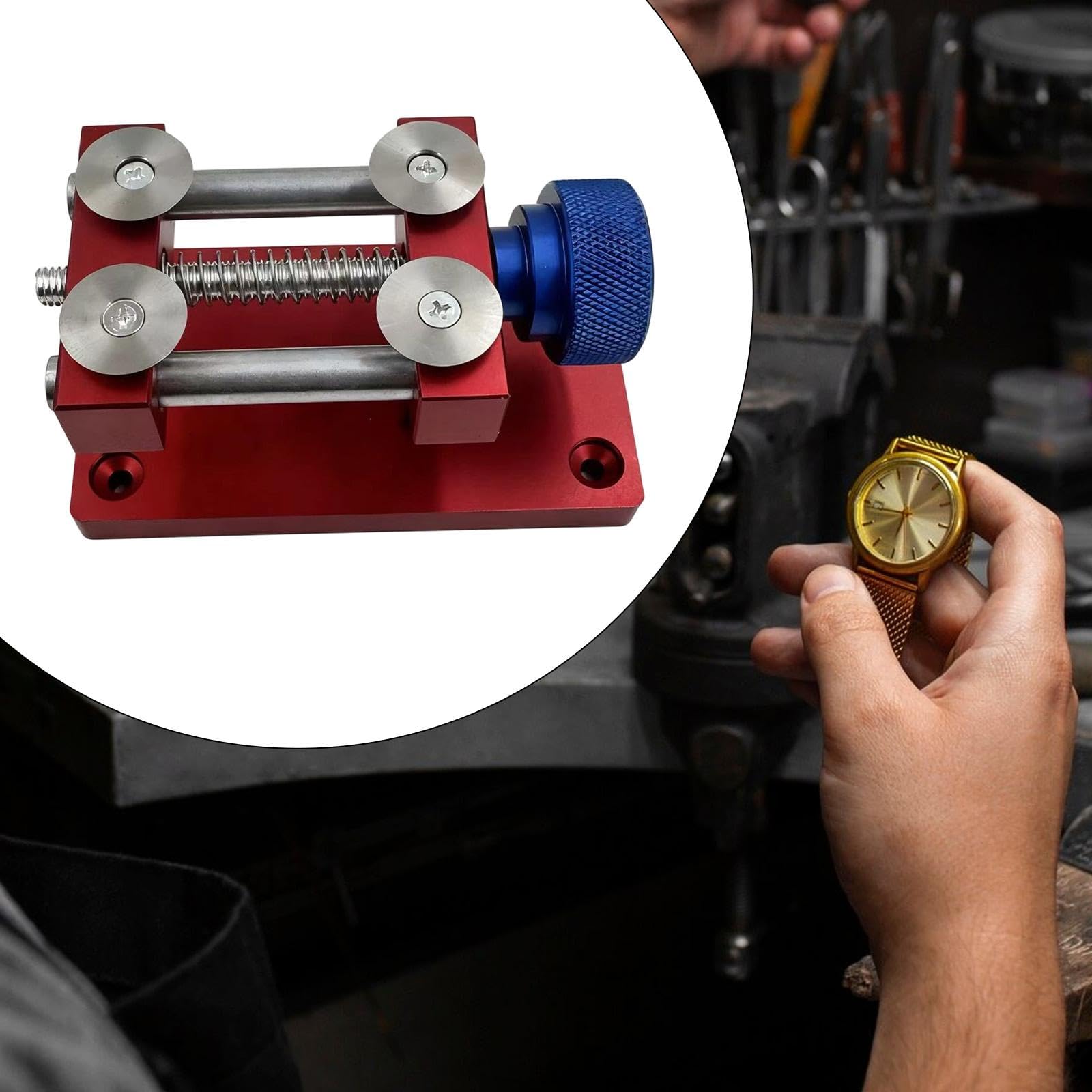 Abridor de Bisel de Reloj, Herramienta Ajustable para Desmontar Cajas Metálicas, Herramienta Profesional para Reparación de Relojes, Banco de Trabajo, Rojo