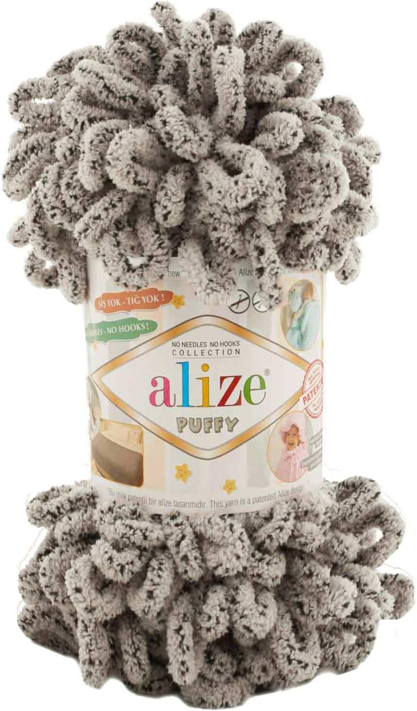 Alize Puffy Knitting Yarn 100 g, Patented Innovation, Loop Knitting without Needles, Colour: 673 Dove Grey