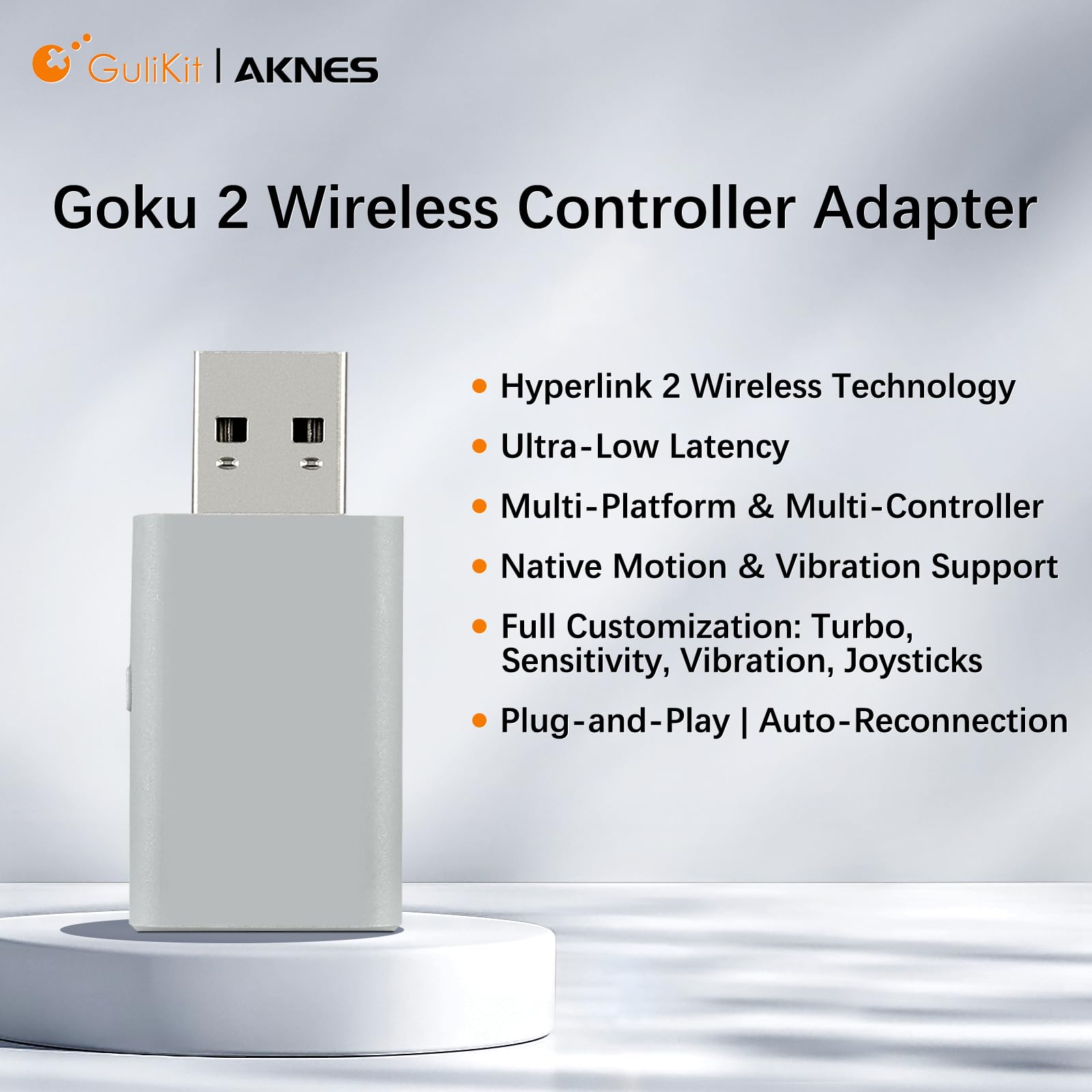 AKNES GuliKit Goku 2 Adapter do Kontrolera dla Switch/Xbox/PS5/PS4/PC | Ultra-niskie opóźnienie, Wieloplatformowość i wielokontrolerowość, Plug-and-Play, Automatyczne ponowne połączenie