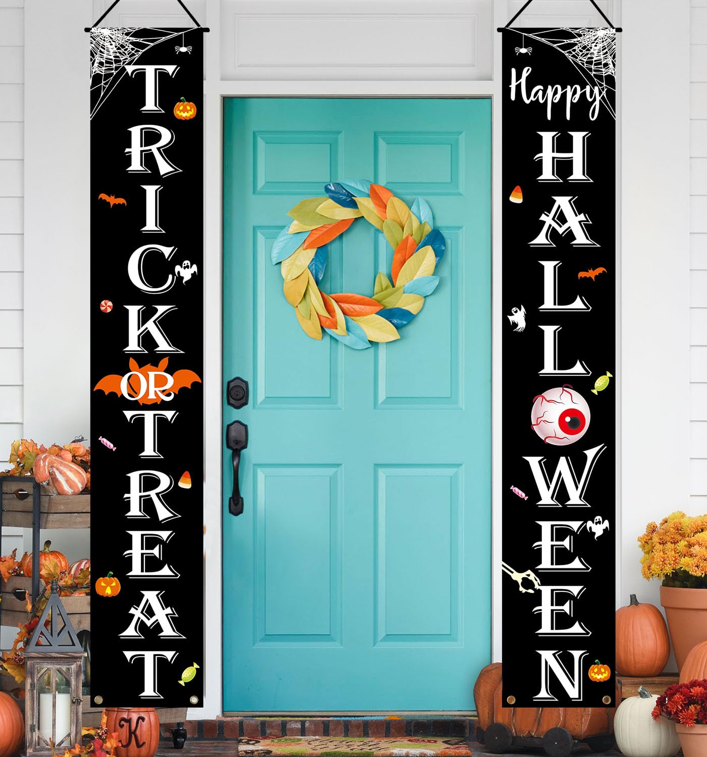 Dekoracje halloweenowe na zewnątrz sztuczka lub smakołyk Happy HALLOWEEN baner ganek znak dekoracja Halloween dekoracje drzwi do wewnątrz na zewnątrz ściana artykuły imprezowe