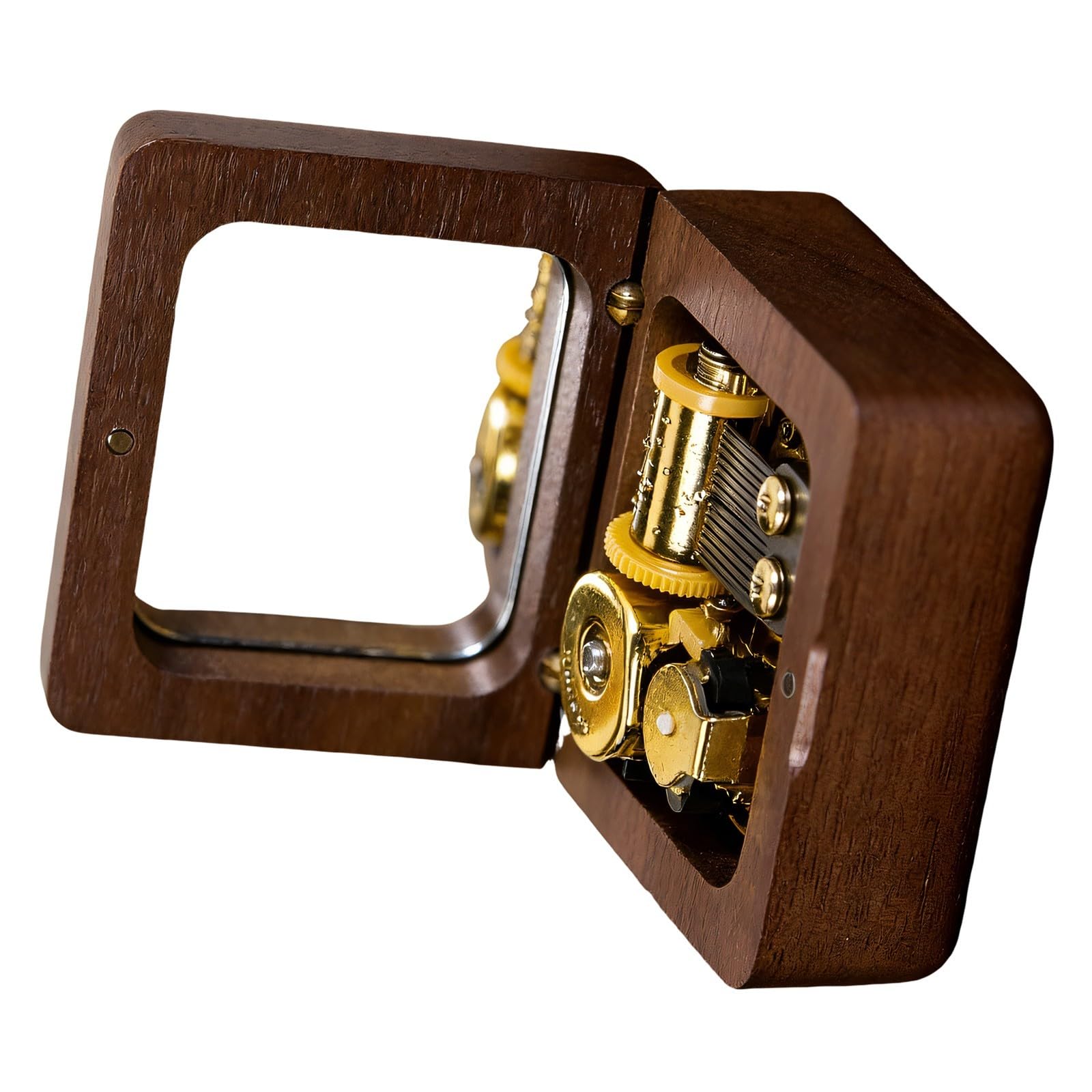 Tsophreniq Wooden Music Box with Mirrour Wind Up Clockwork Mechanism Musical Box Ornament Birthday Christmas