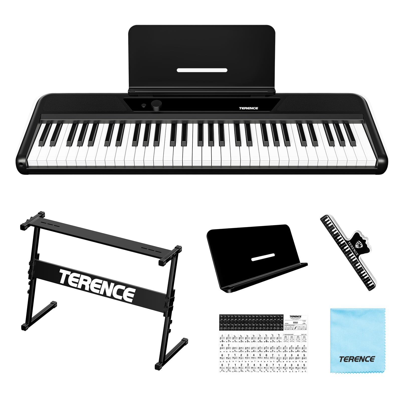 TERENCE Keyboard Piano 61 Tasten Klavier mit Ständer – Tragbares E-Piano für Kinder & Erwachsene 10W Lautsprecher Touch Response 128 Klänge Metronom & Aufnahmefunktion