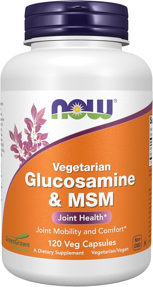 NOW Foods Supplements, Glucosamine & MSM (GreenGrown® Glucosamine), Vegetarian, 120 Veg Capsules