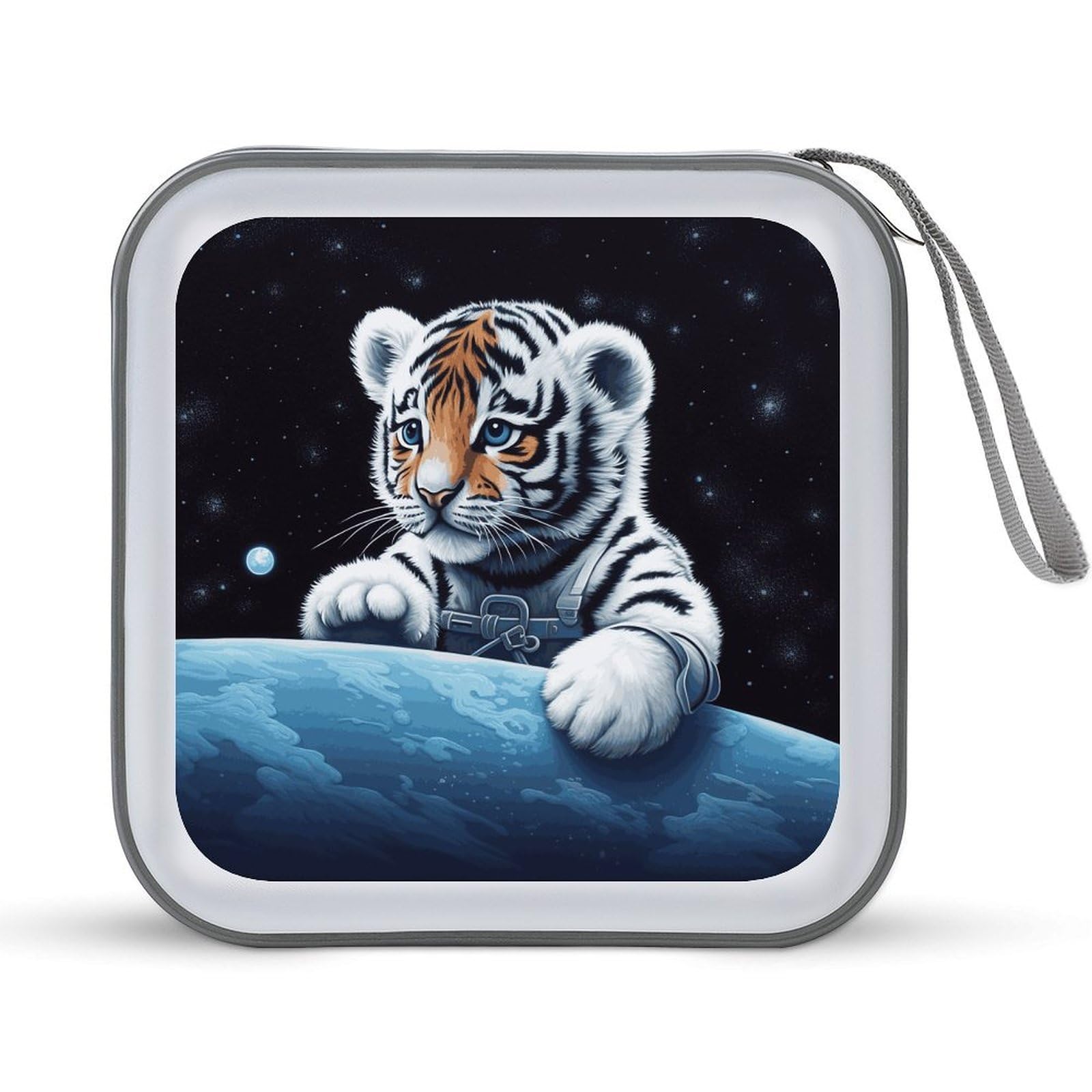 VstaDank Small Tiger Space DVD Case 40 Capacity Protective Storage Organizer Binder Booklet Album Portable Disc Wallet Car CD Disc Holder Hard Plastic CD Case CD DVD Case Holder