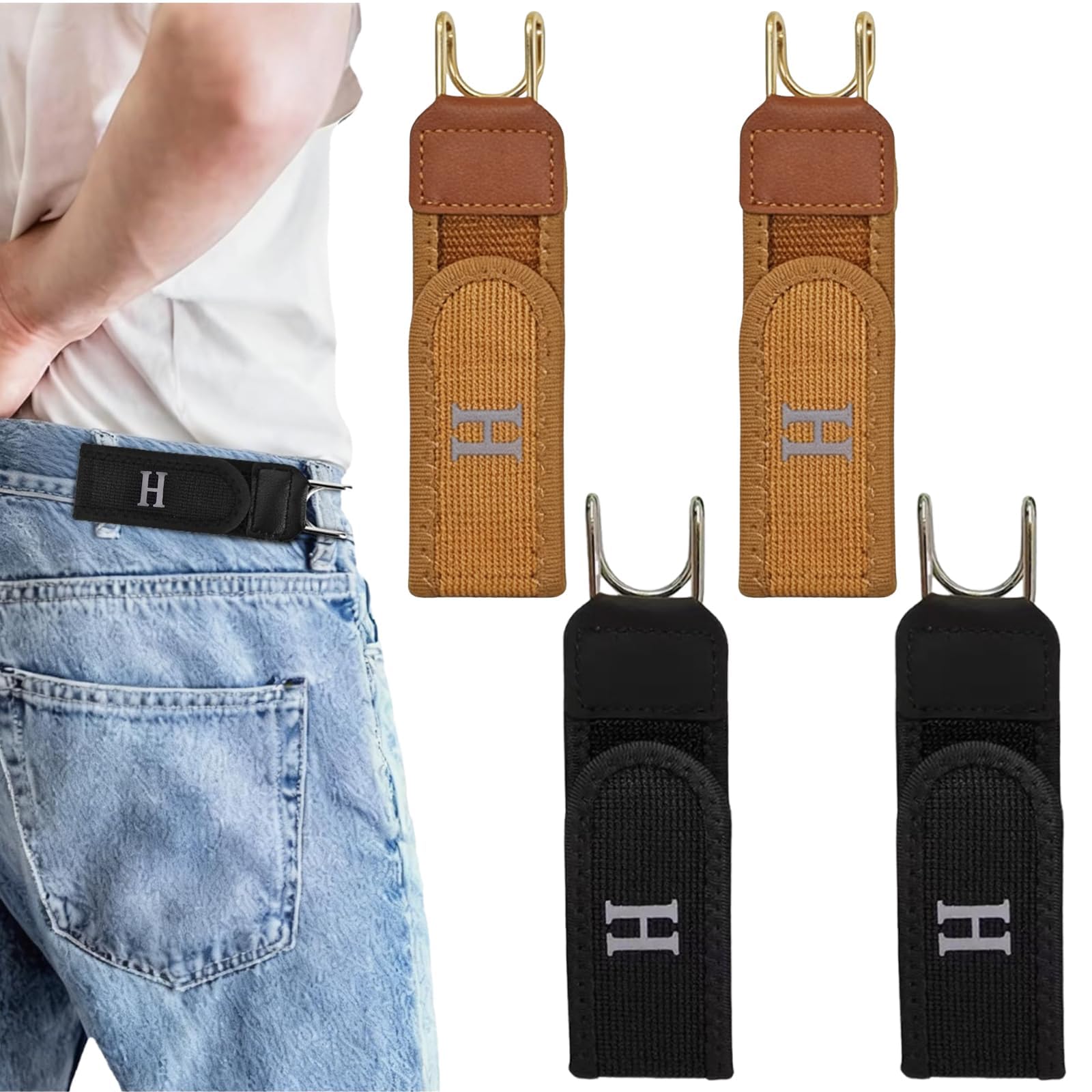 4 Pcs Buckle Less Belt for Men, Adjustable Waistband Hook, Outdoor Tactical Belt, Elastic Belt with Hooks, Commuter Belt, Travel Friendly Belt Hook, Secure Fastener Design-picture-19