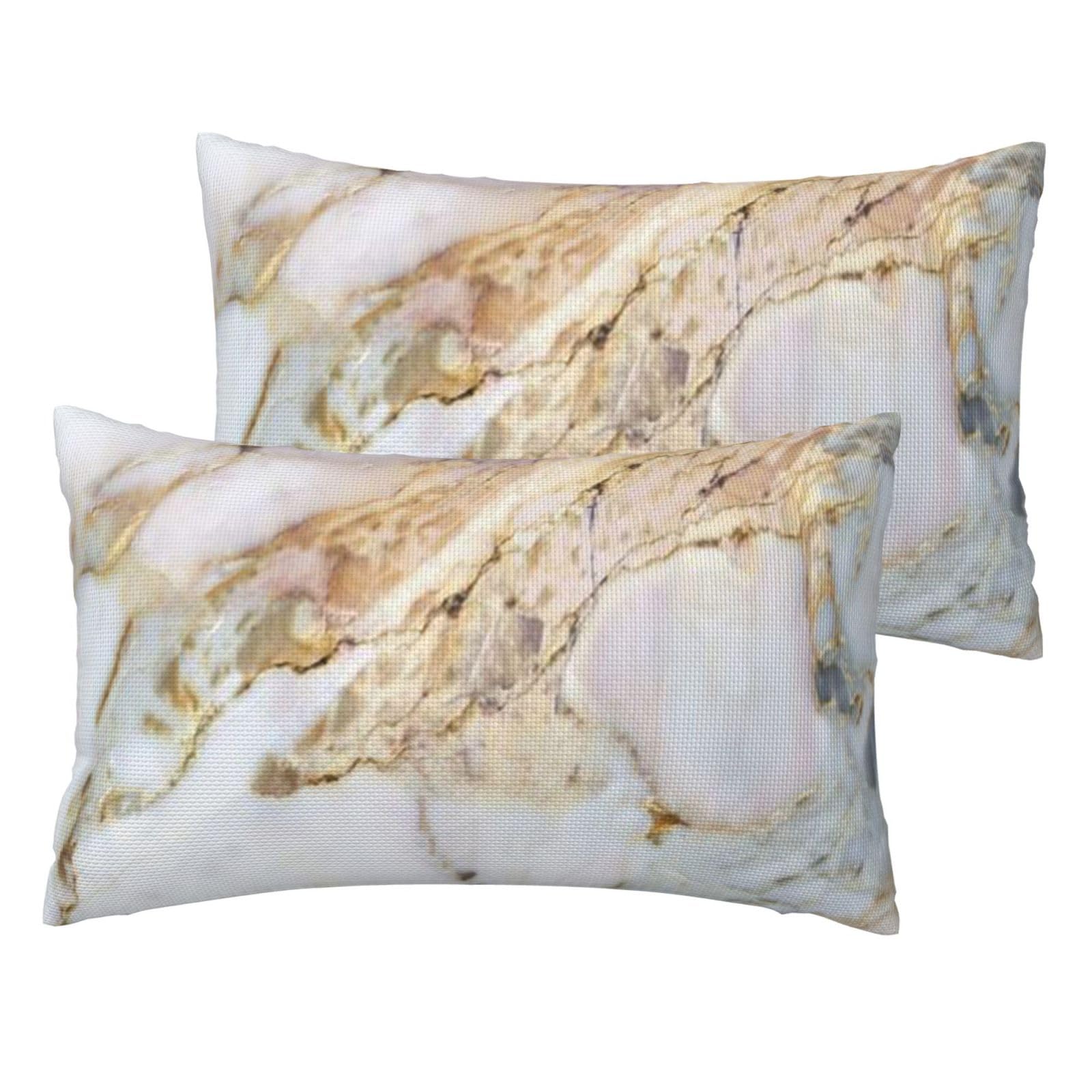 Taies d'oreiller en imitation lin marbre avec zip invisible