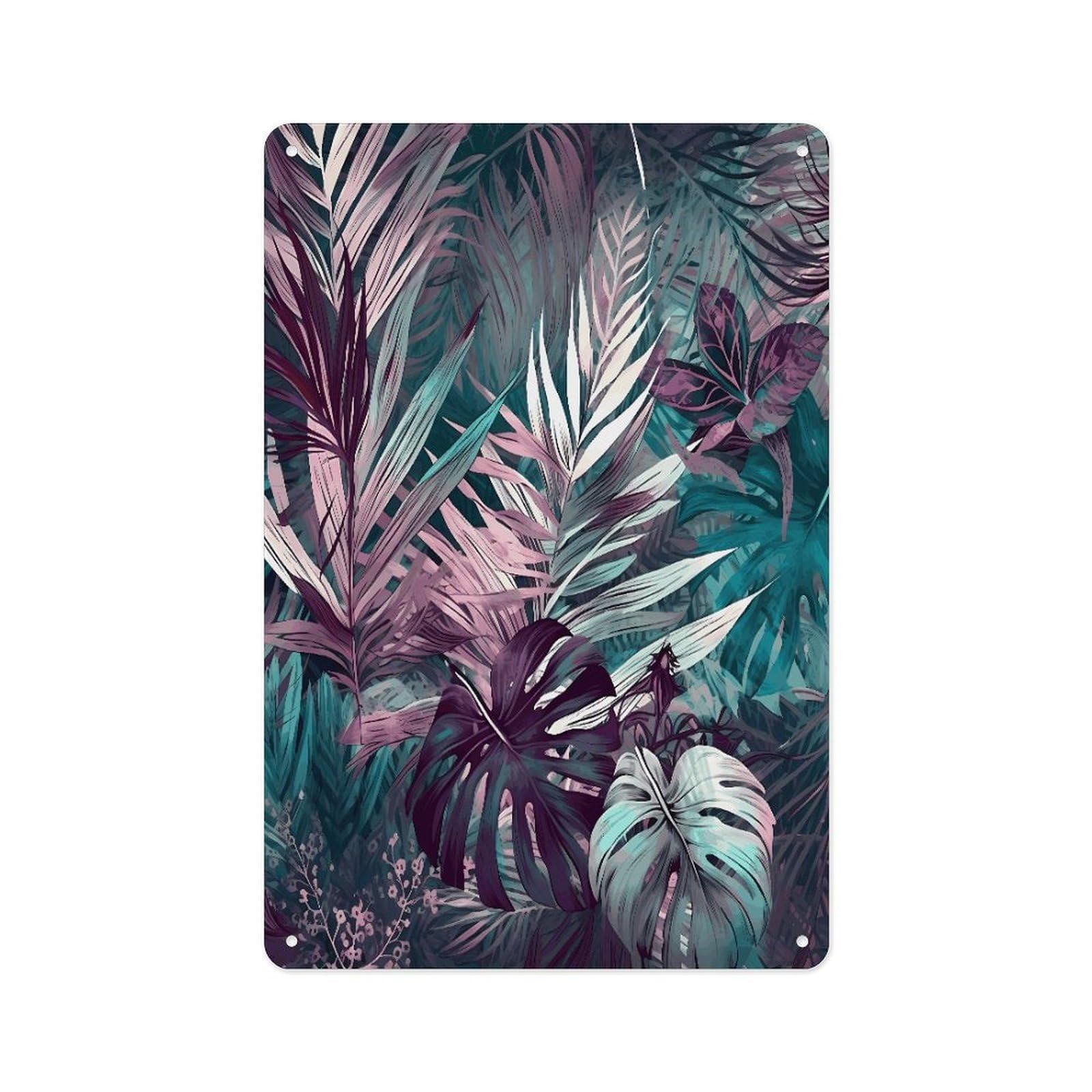 Fekiloot Style Palm Leaf Pattern Wall Decor Metal Signs Tin Signs Poster