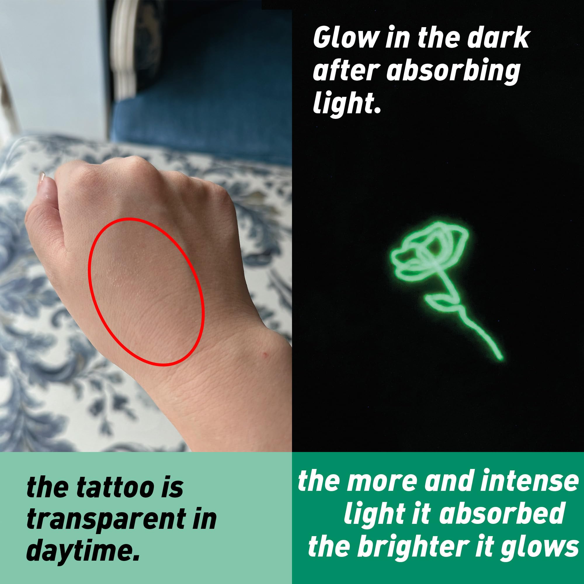 Glow-in-the-Dark Temporary Tattoos for Women Luminous Minimalistic Small Finger Tattoos Tiny Boho Decorations Fine Line Art Fake Tattoo Stickers Kit for Kids and Women - Image 3