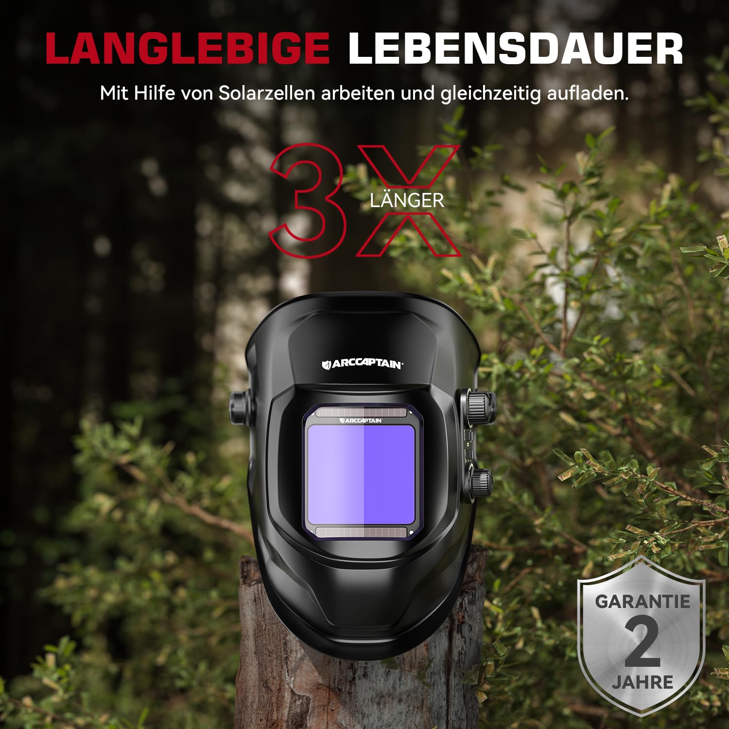 ARCCAPTAIN Schweißhelm Automatik, 100x93mm Schweißmaske mit Großes Sichtfeld, Real Colour Vollautomatik Schweisshelme mit Wahre Farbe Schweißerhelme Breiter Schatten 4/9-13 für MIG, TIG, ARC