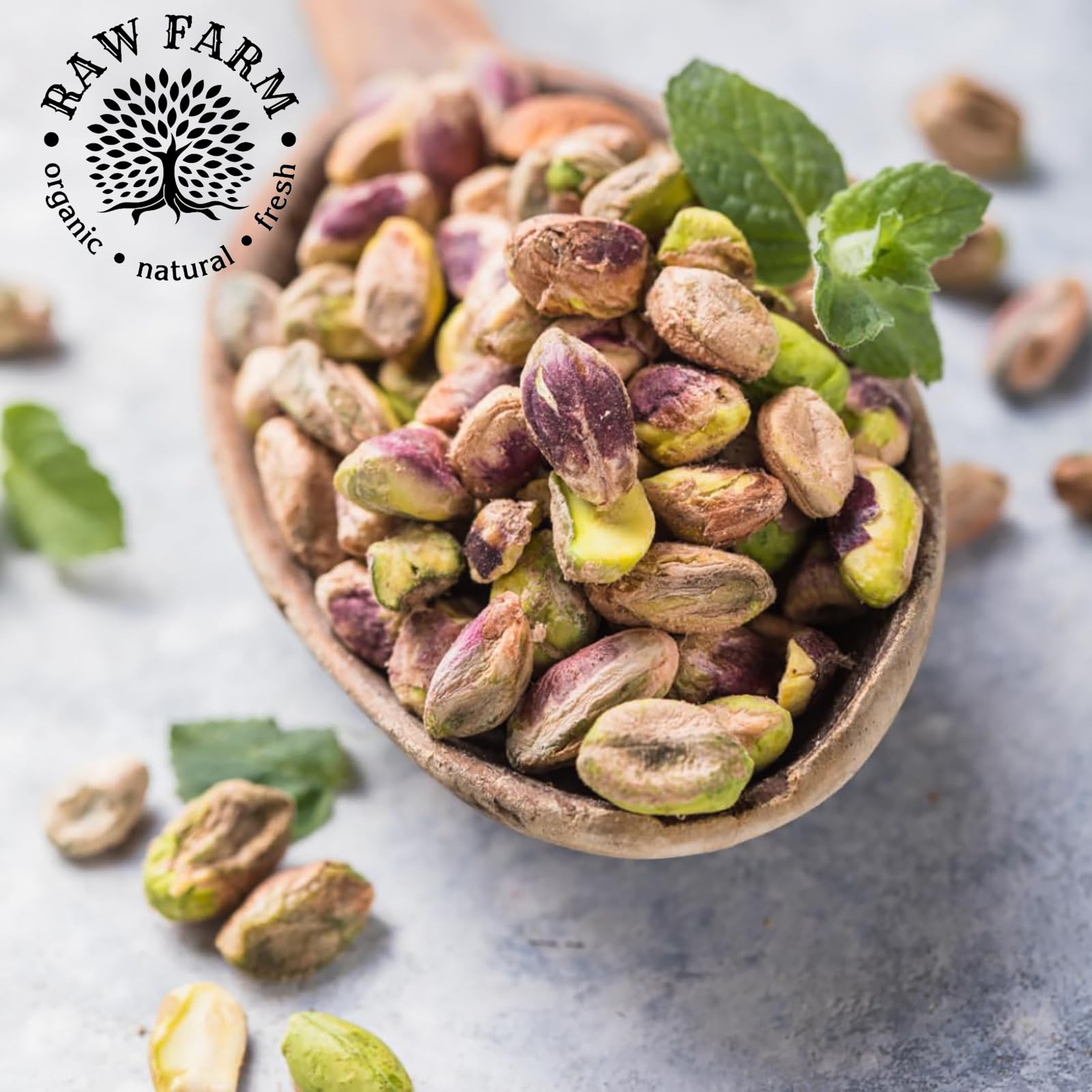 Raw Farm - Pistachos Crudos Enteros Pelados - 500g - Ricos en Fibra, Sin Gluten, Sin Soja