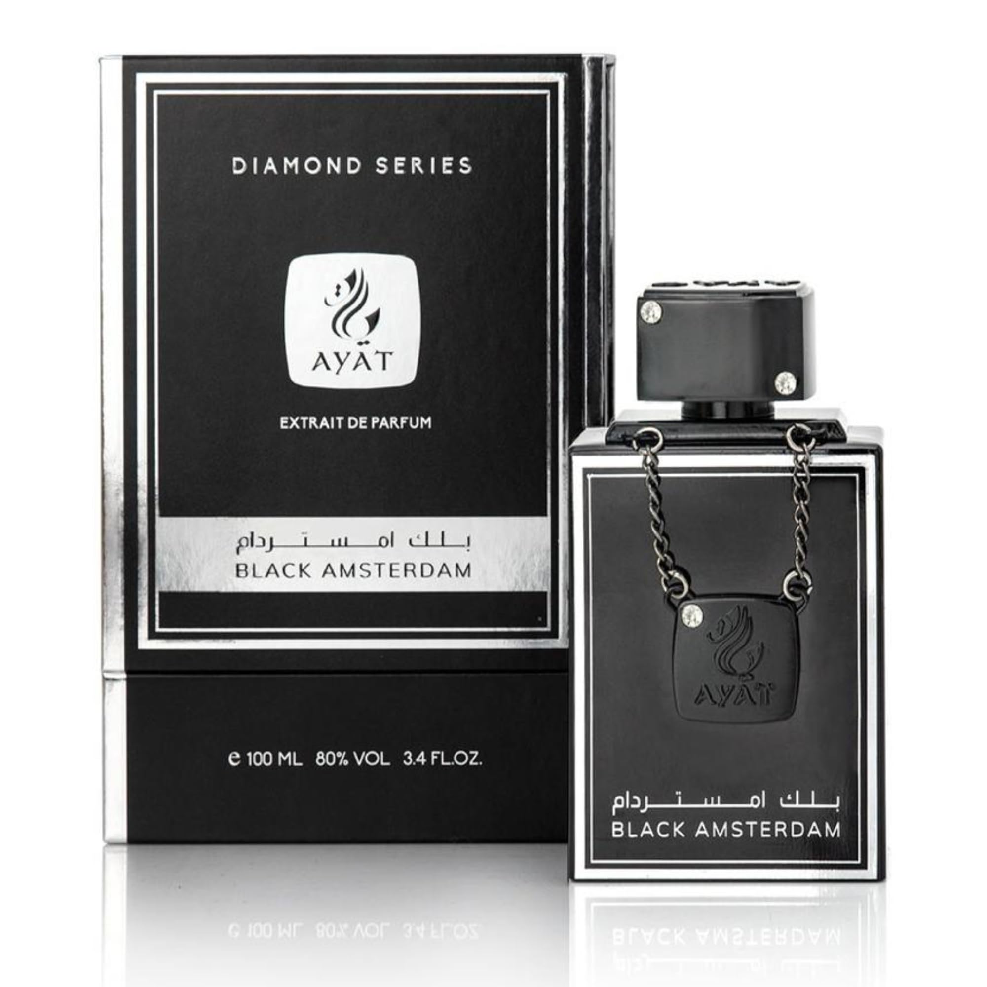 Ayat Perfumes Eau de Parfum Diamond Series 100 ml Parfum für Herren – Duft Dubai – hergestellt in den Vereinigten Arabischen Emiraten – ein sinnlicher orientalischer Duft (BLACK AMSTERDAM)