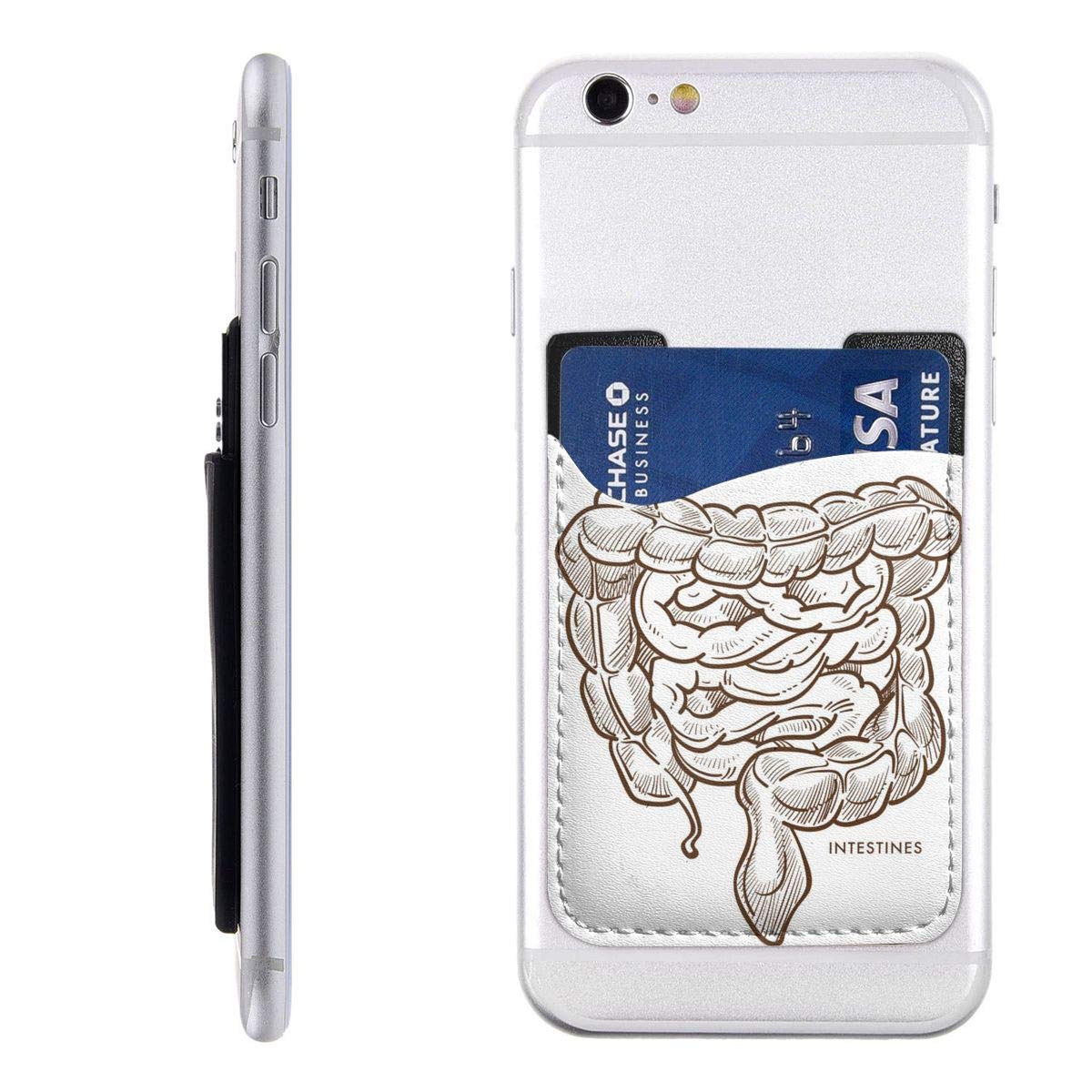 Mojikoma Intestines Digestive System Phone Card Holder for Back of Phone 2.4x3.5, Stretchy Wallet Stick On Pocket Credit Card ID Case Pouch Sleeve 3M Adhesive Sticker Compatible with All Smartphones