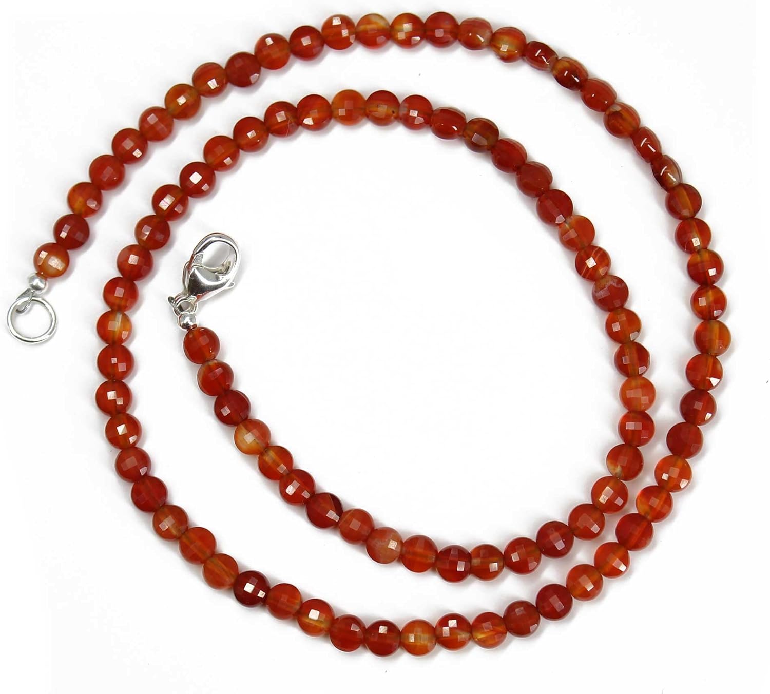 Handmade Red Carnelian Bead Necklace, Sparkly Red 4mm Gemstone Strand for Women