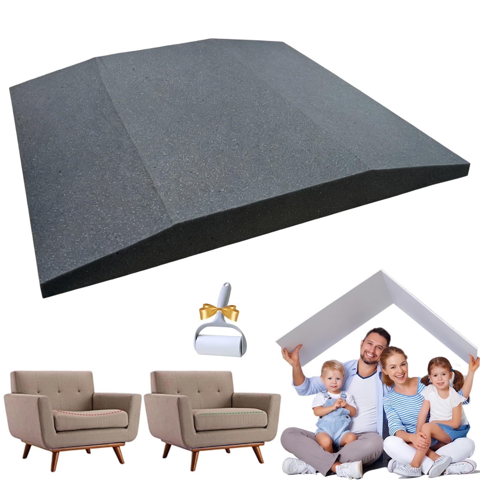 Couch Cushion Support For Sagging Seat, 50×50cm Sofa Cushion Support For Sagging Seat, Sofa Support Boards, High Density Foam Sofa Seat Support For Loveseats Chairs Couch (1 Black,Trapezoidal)