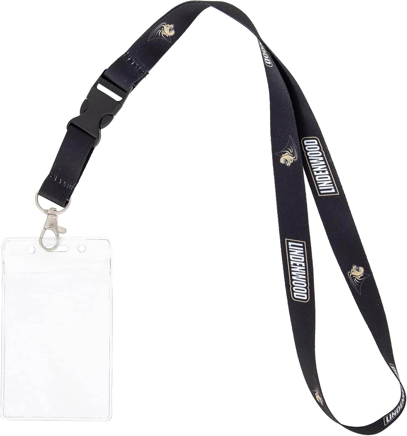 Desert Cactus Lindenwood University Lanyard Lions Car Keys College ID Badge Holder Keychain Detachable Breakaway Snap Buckle (w/Pouch Black)