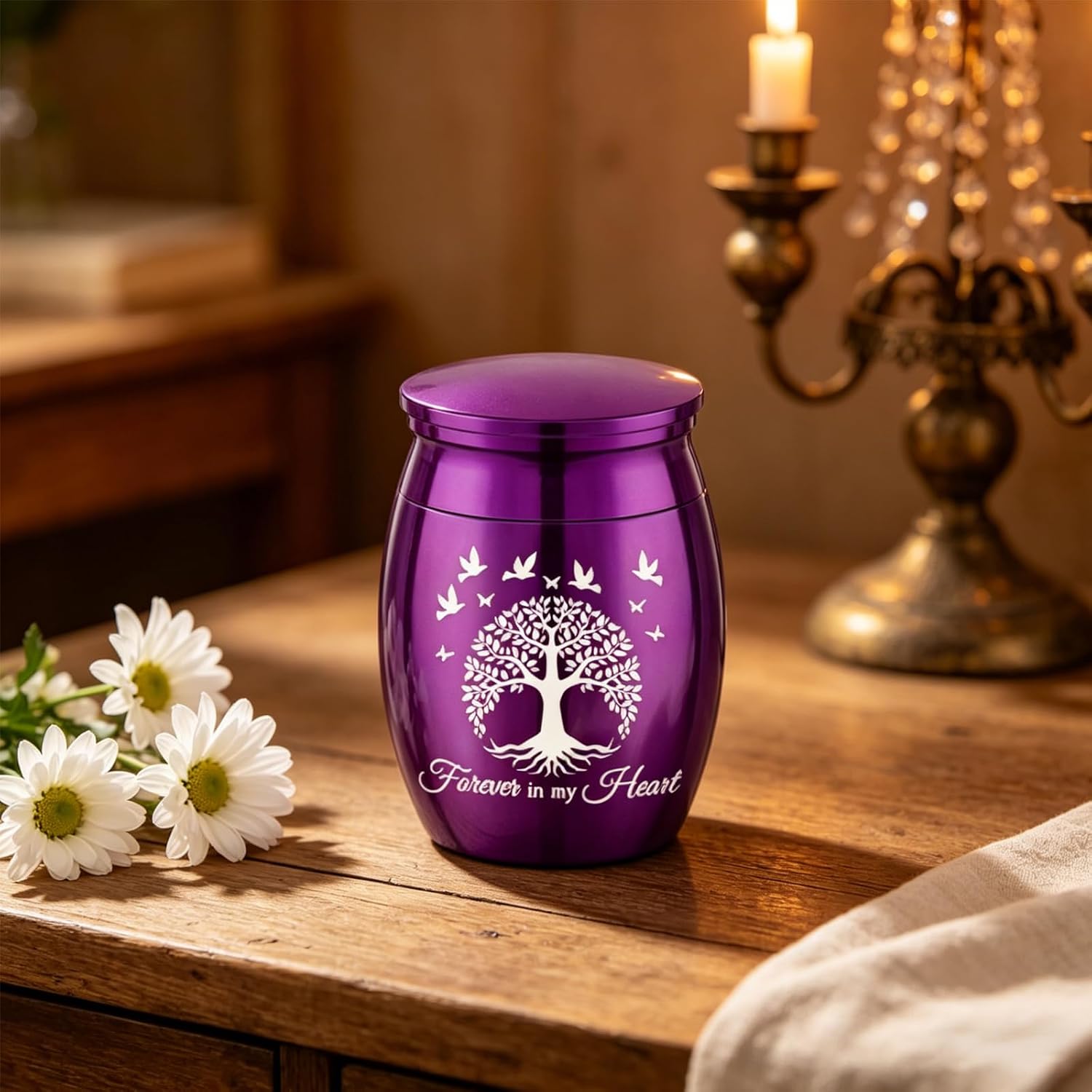 Small Keepsake Urn for Human Ashes Tree of Life Cremation Urns Mini Set of 7 Urns Perfect Stainless Steel Memorial Ashes Holder Small Funeral Ash Urn-Forever in My Heart (7Pcs-Red)