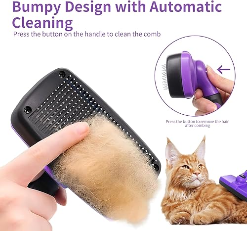 Miniatura 3 de Self Cleaning Slicker Brush for Dogs & Cats, Skin Friendly Deshedding Grooming Tool, Hair Removal, Pet Supplies Accessory