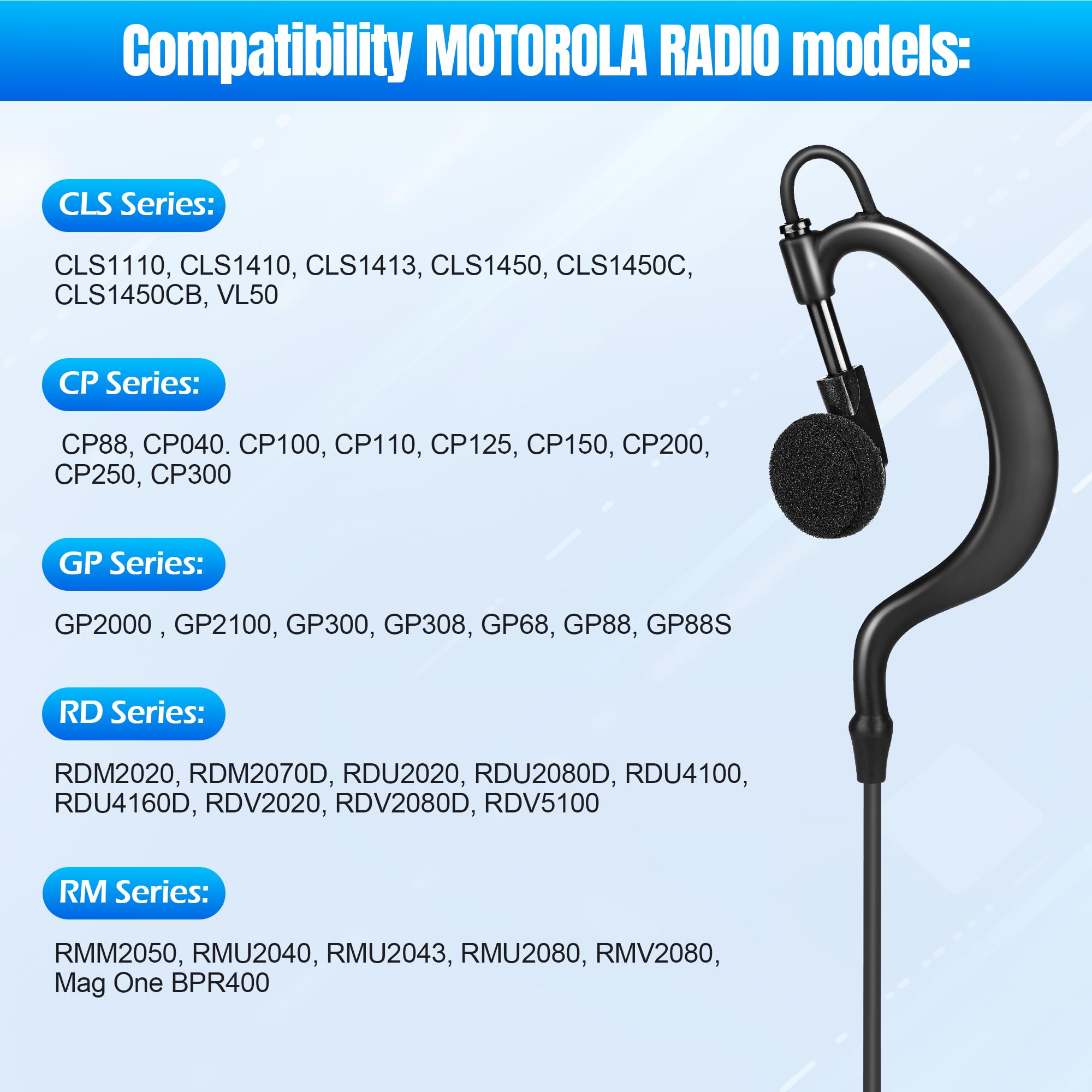 Walkie Talkies - Auricolare con microfono per radio Kenwood, Baofeng, SAMCOM, BTECH, Retevis, Arcshell AR-5 Pxton e BF-F8HP UV-82HP UV-5R UV82 UV82C UV5X3 TK NX, kit di sorveglianza, cuffie a forma di