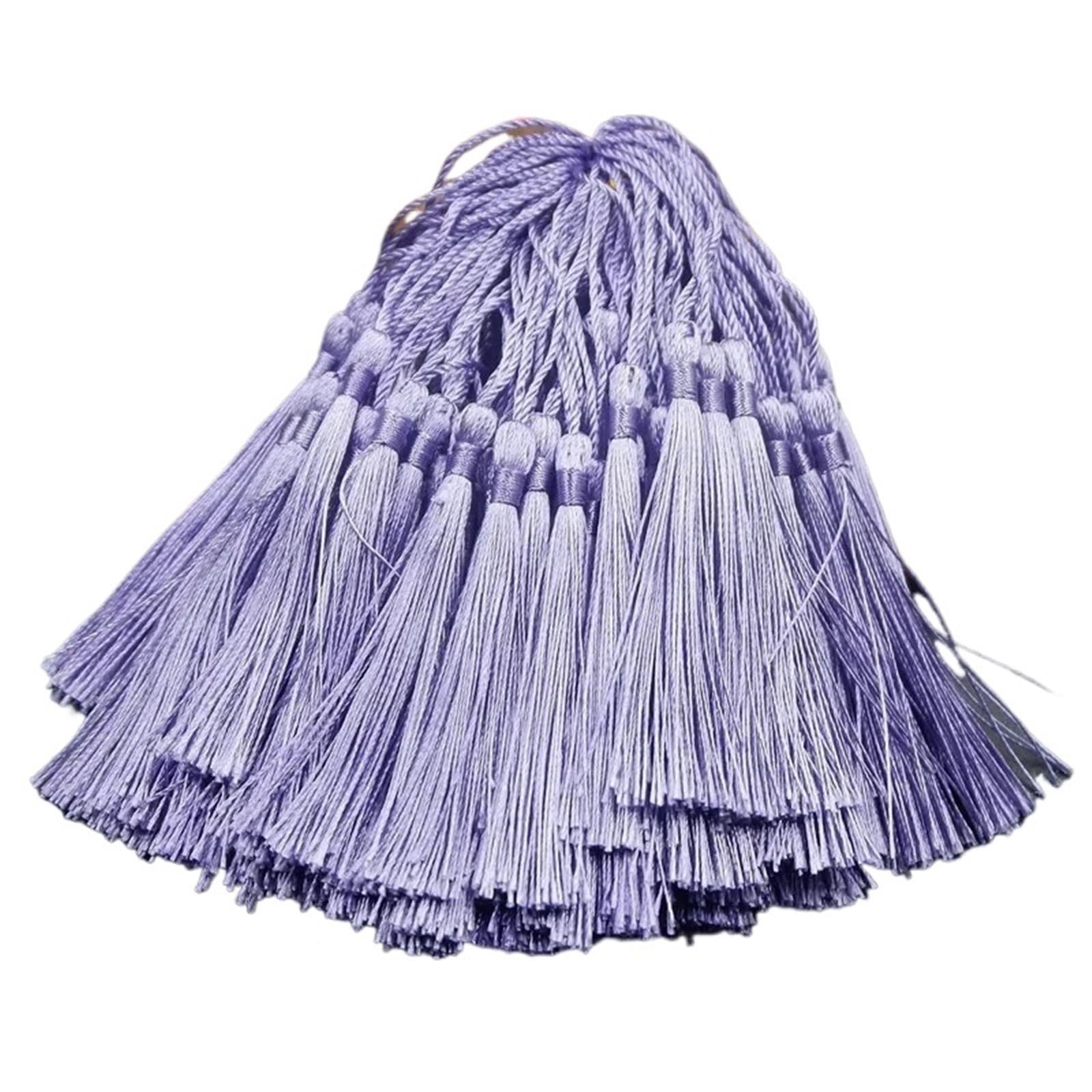 Mini Tassels 300pcs/lot 13cm Tassel Silk Fringe Silky Floss Bookmark Tassels Mini Tassels For DIY Craft Jewelry Making Souvenir Bookmarks for Crafts(28 LightPurple)