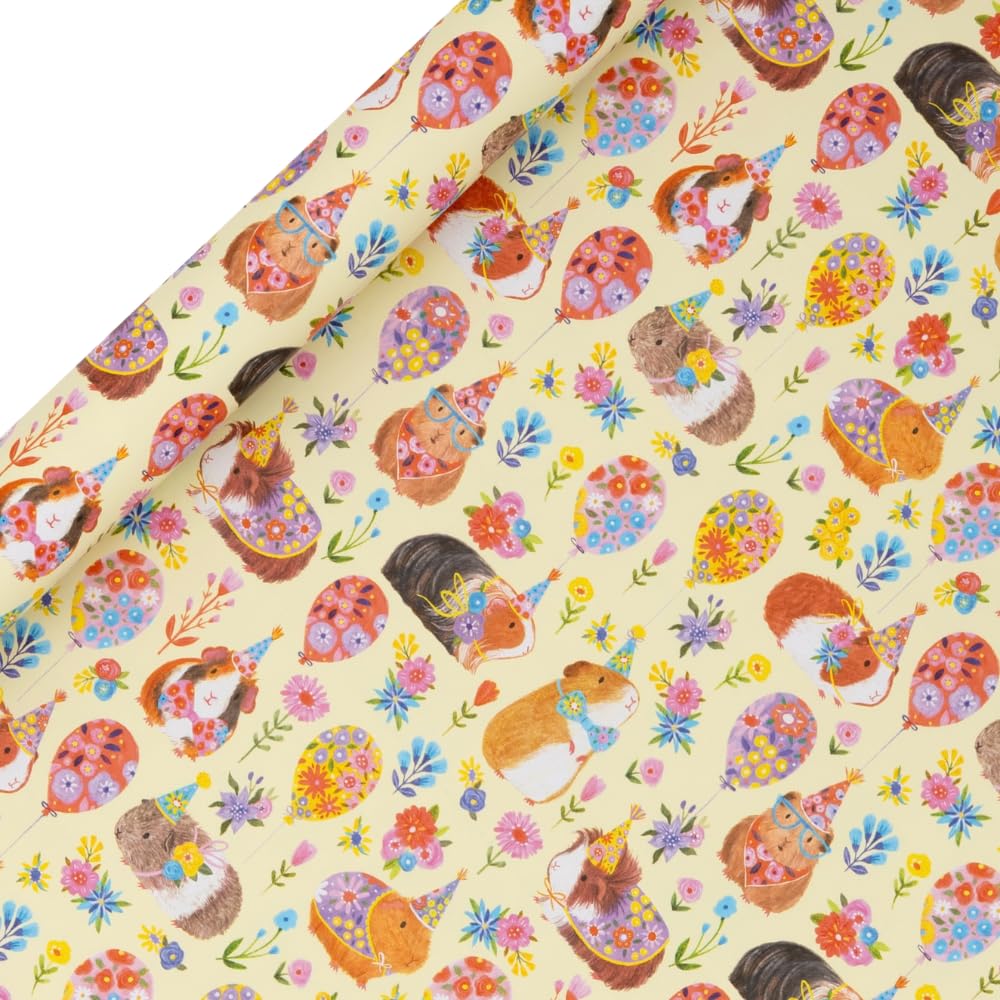 Glick - Guinnea Pig Party Cute Wrapping Paper Roll, for Birthdays and Other Celebrations, Gift Wrapping, Arts & Crafts, 4 metres x 70 cm,