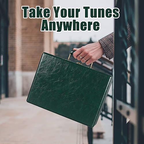 Miniatura 2 de Tocadiscos portátil de maleta USB con Bluetooth vintage de 3 velocidades con altavoces integrados, sonido de audio de vinilo mejorado, incluye lápiz