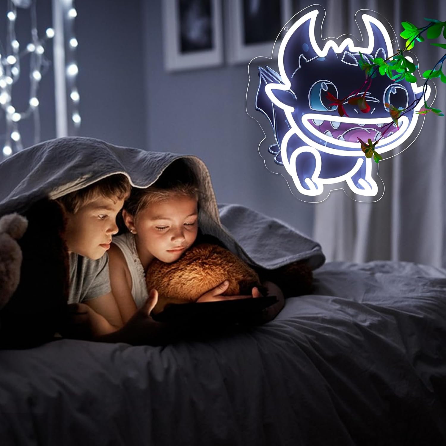 Pugna Cute Black Dragon Neon Signs for Wall Decor Neon Lights for Bedroom Led Signs Suitable for Dormitory Man Cave Christmas Gift