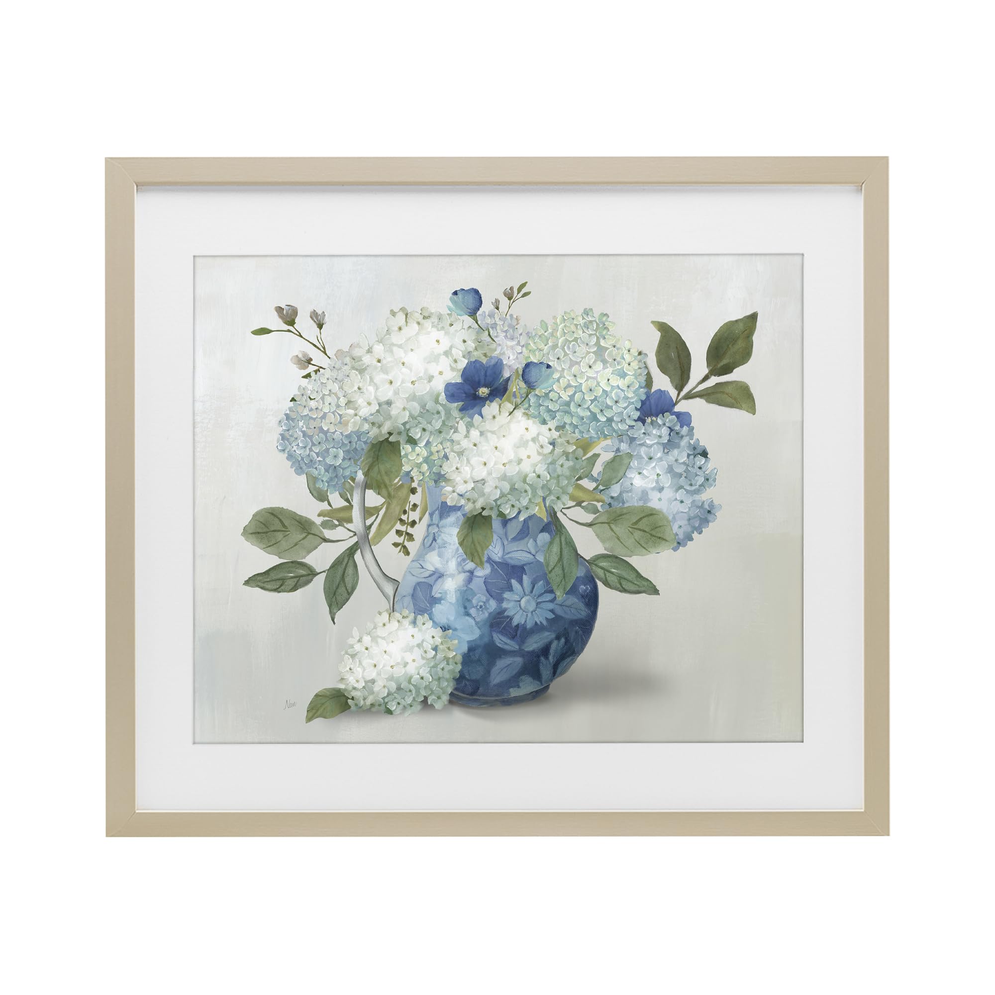 Stupell Industries Harvest Pine (Textured) Ornate Hydrangea Vase Botanical, 17 X 21 Inch Framed Print Under Glass
