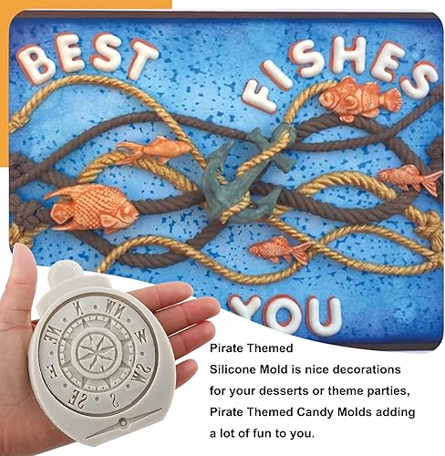 Miniatura 3 de Sijiangmold Moldes de silicona pirata cuerda de anclaje molde de fondant brújula molde de chocolate monedas del tesoro molde de caramelo para