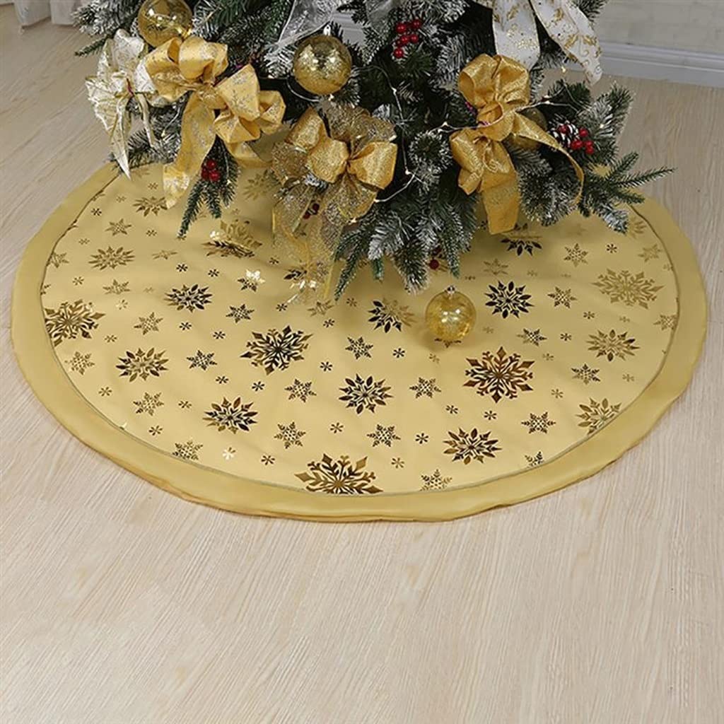 Tappeto Albero di Natale, Gonna dell'albero di Natale 48 Pollici Xmas Tree Mat Tappeto Buon Decorazioni for la Famiglia Albero Natale Capodanno Festa Forniture(Gold)