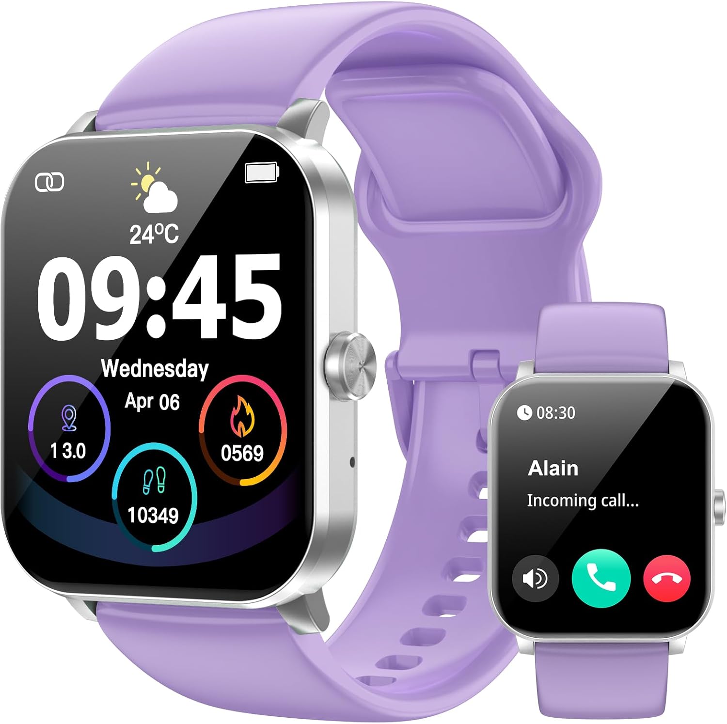 Smart Watch, Smartwatches for Men Women, 1.85″ HD Fitness Tracker (Answer/Make Calls), 120+ Sport Modes, IP68 Waterproof Fitness Watch, Heart Rate/Sleep Monitor, Smartwatch for Android iOS (Purple)