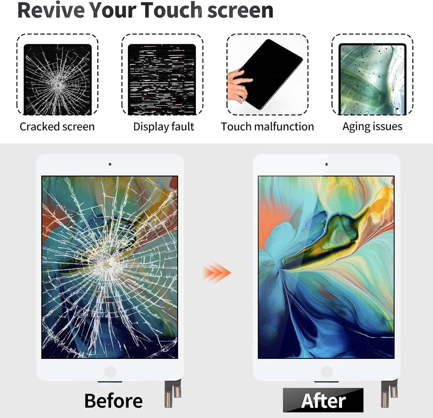 for iPad mini 4 Screen Replacement for iPad mini 4 LCD Screen Replacement Digitzer for iPad mini 4 Touch Screen Display Assembly Repair Kits A1538 A1550 White