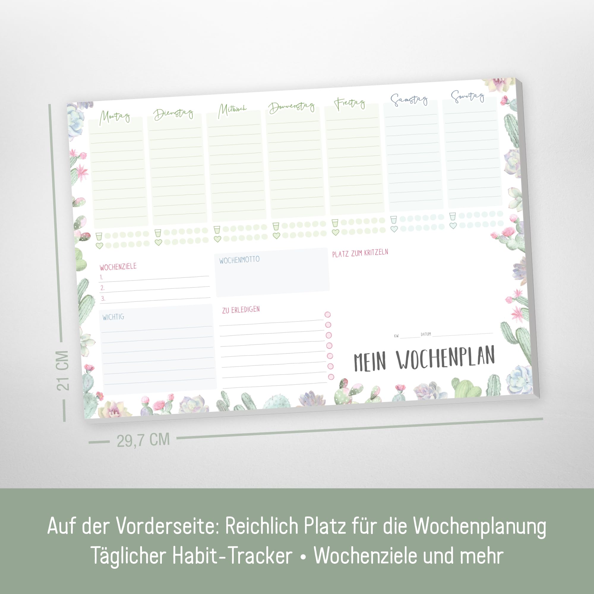 Friendly Fox Wochenplaner Block Schule, 1x DIN A4 Schreibtischunterlage