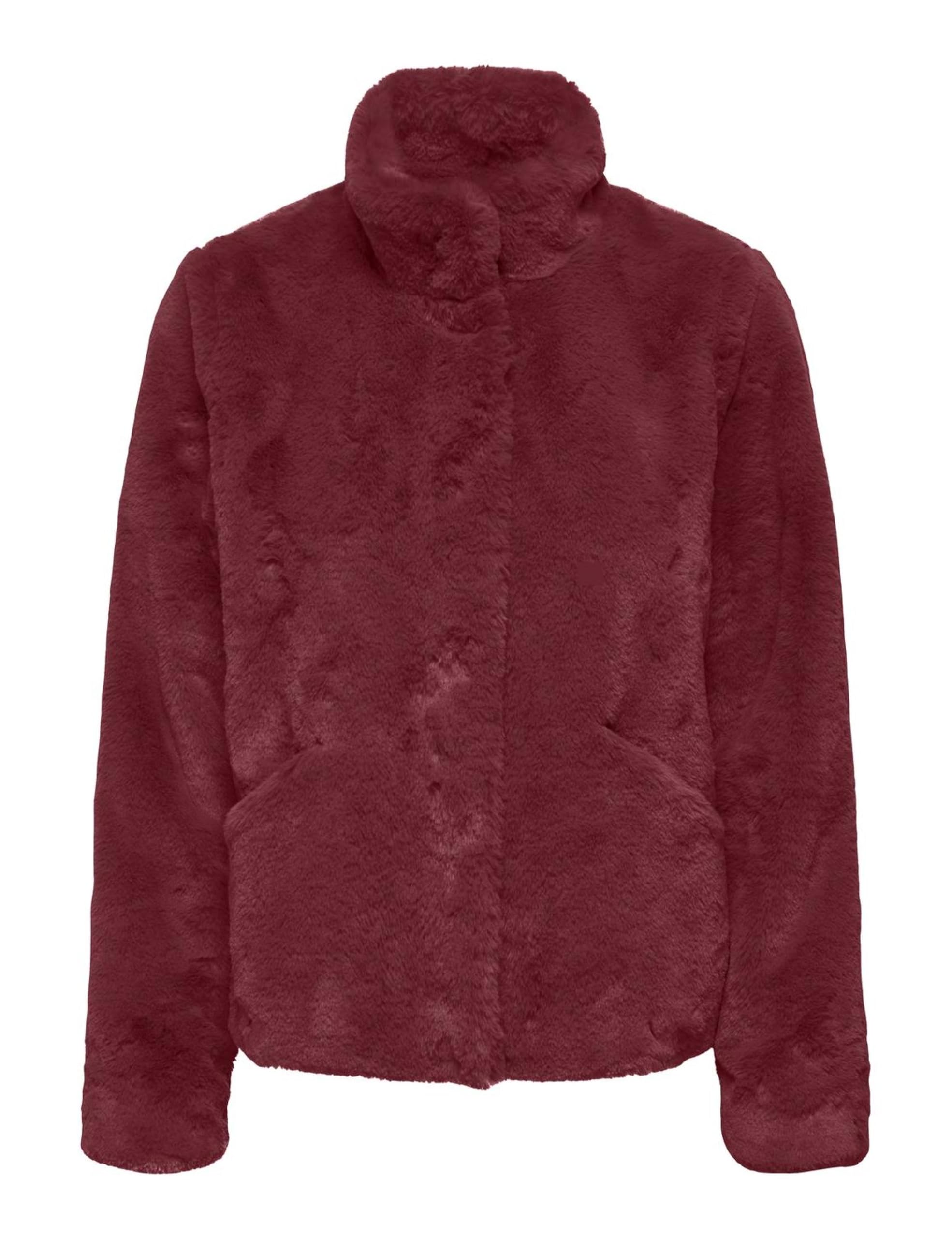 ONLY Onlnewvida Life Women's Faux Fur Jacket OTW CC, Cabernet, S