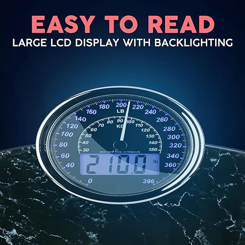 Miniatura 4 de Adamson Báscula de pesaje analógica y digital híbrida 2 en 1 para peso corporal de hasta 400 libras + vidrio templado grueso + pantalla extra grande