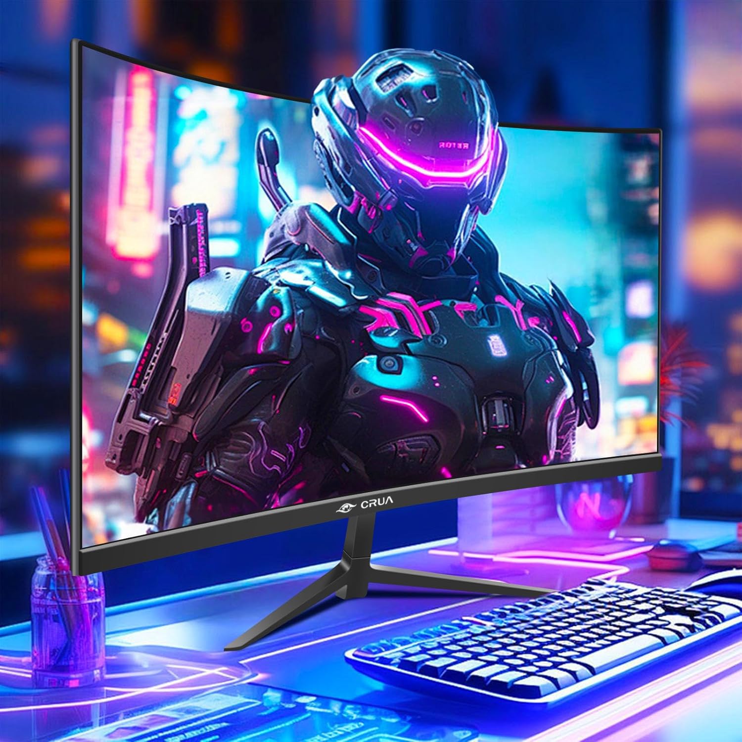 CRUA 27 Inch 280Hz Curved Gaming Monitor, Full HD 1080P 1800R Frameless Computer Monitor, 1ms GTG with FreeSync, Low Motion Blur, Eye Care, VESA, DisplayPort, HDMI, Black — view 6