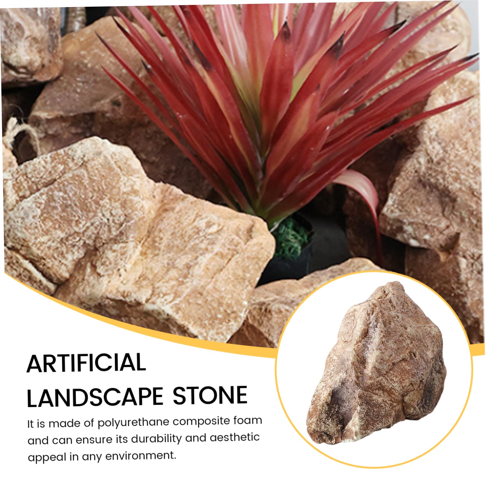 Paesaggio Rocks 14×11×9 pollici Schiuma artificiale Finta pietra Rocce estetiche naturali per la copertura del pozzo del giardino esterno, Uso in cucina