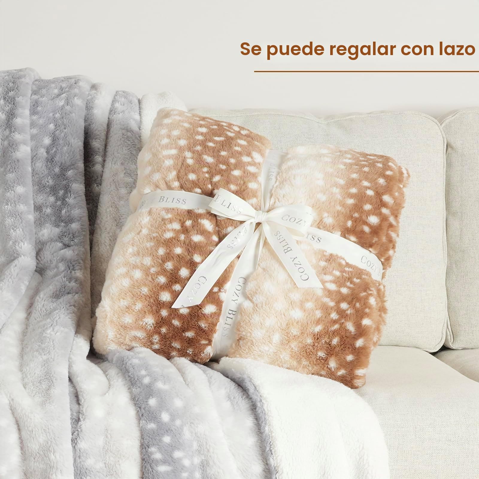 Cozy Bliss Manta de piel sintética de lujo con estampado de rayas de animales, no se desprende, manta sherpa de doble cara, súper suave, esponjosa, gruesa, cálida, decoración del hogar para sofá, cama
