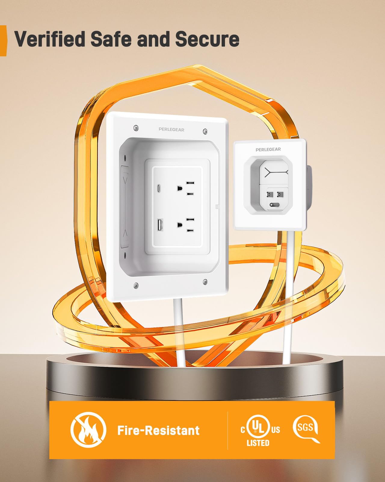 Perlegear Hider - Cavo per montaggio a parete TV con prese AC, porte USB-A e USB-C, kit di gestione dei cavi a parete, include modelli di trapano, sacchetti per la polvere, sega per cartongesso