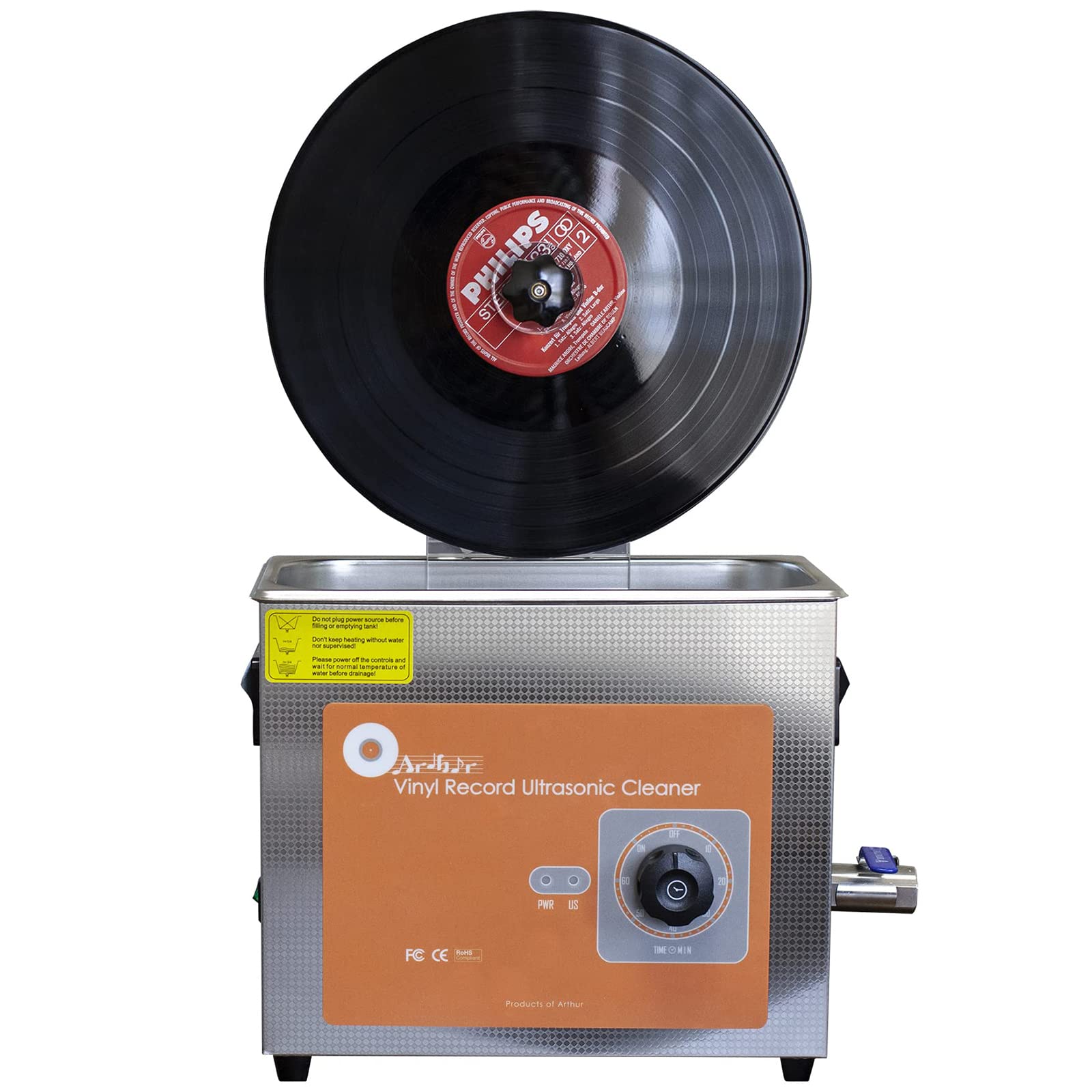 Dntum Ultrasonic Vinyl Record Cleaner, 4L Ultrasonic Vinyl Record Cleaner with Heating Function, 12 inch Vinyl Record Washing Cleaning Machine w/ 1-60min Timer, 0-100℃,No Heating