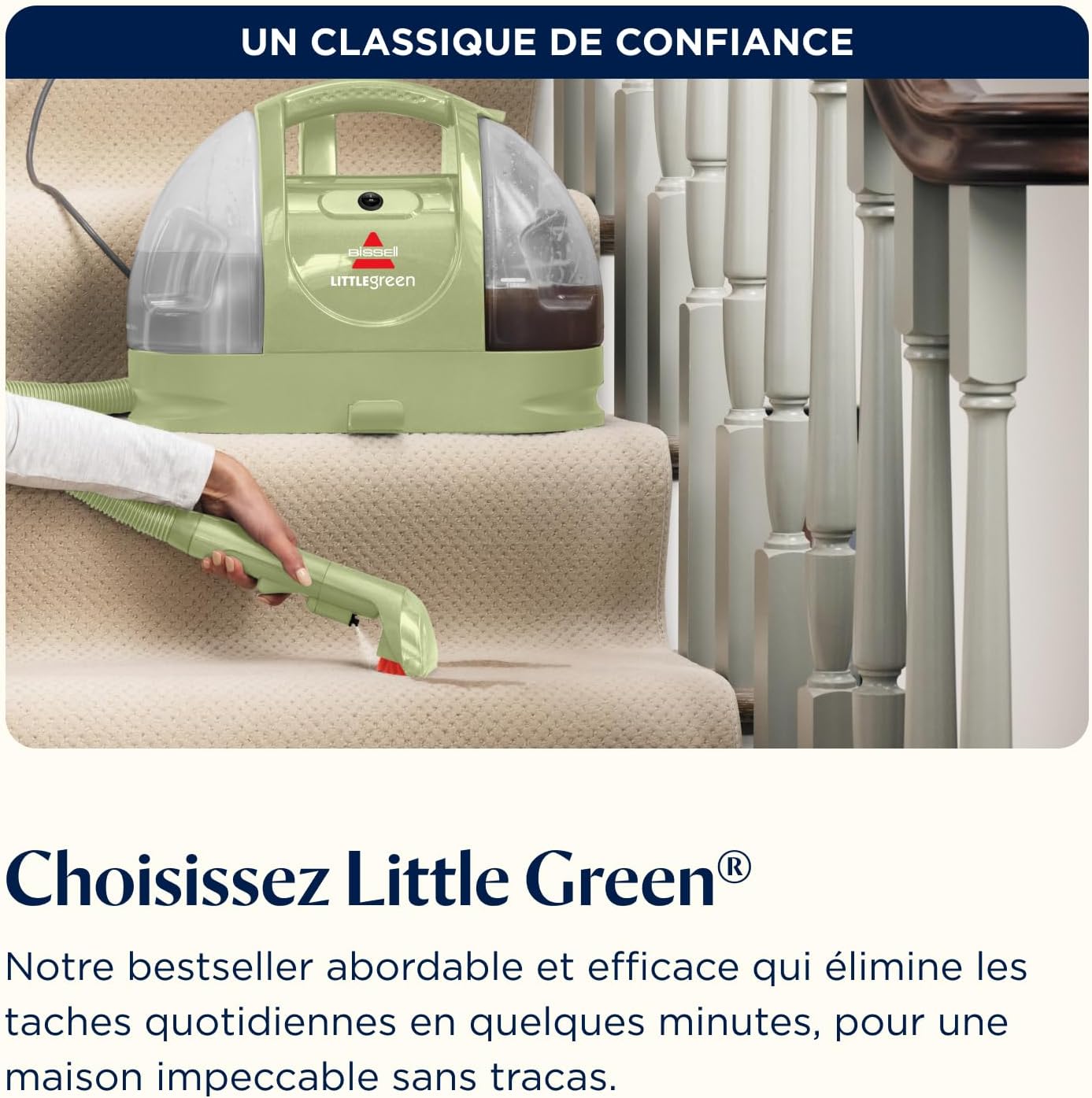 BISSELL Little Green 4098N, Shampouineuse Canapé Portable, Moteur Puissant 340W, Aspiration 7800 Pa, Design Compact Rétro, Nettoyage Tapis Moquettes Meubles Voiture, Avis Clients Positifs, Solution Taches Quotidiennes — vue 13