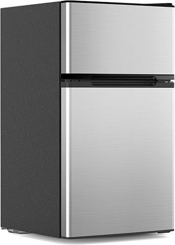 Miniatura 9 de Refrigerador pequeño de 3.1 pies cúbicos con congelador, refrigerador compacto con 2 puertas, mini refrigerador con estantes de vidrio extraíbles